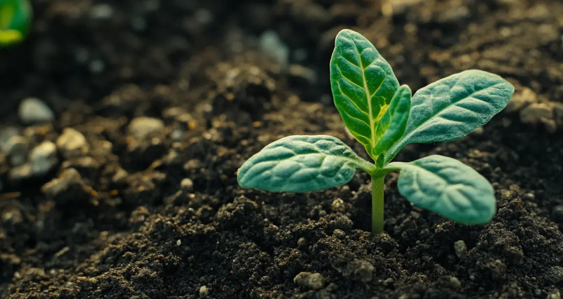 Seedling growing in soil